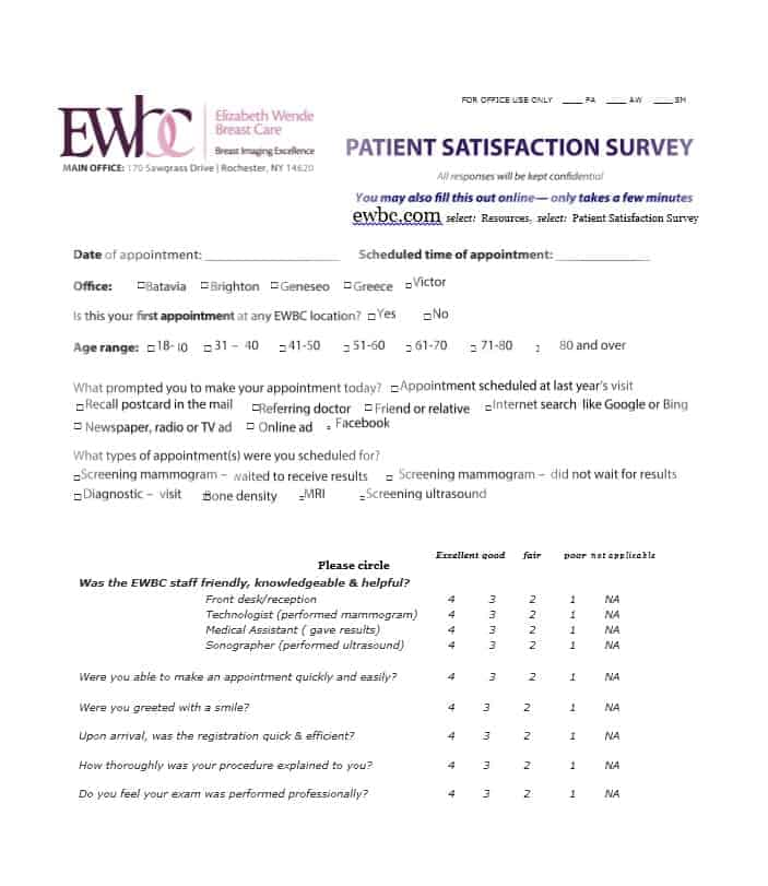 Patient Satisfaction Survey Template 31
